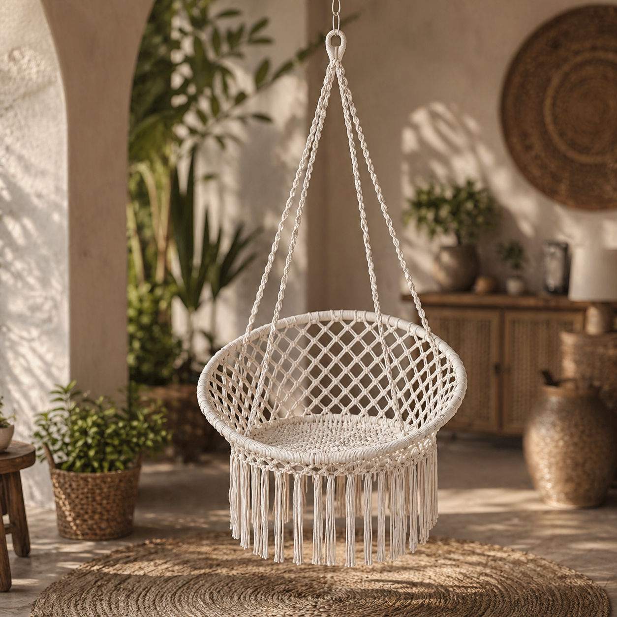Macrame Swing Chair For Adult Made Of 100% Cotton Cord